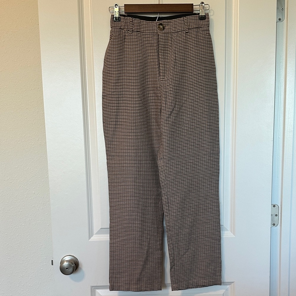 SHEIN Women’s Tan Checkered Dress Pants
